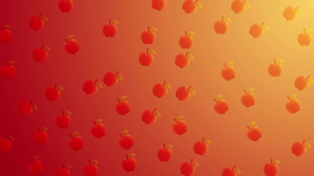 A vibrant and festive animated background pattern showcasing a playful display of animated apples, perfect for an Apple Day celebration.