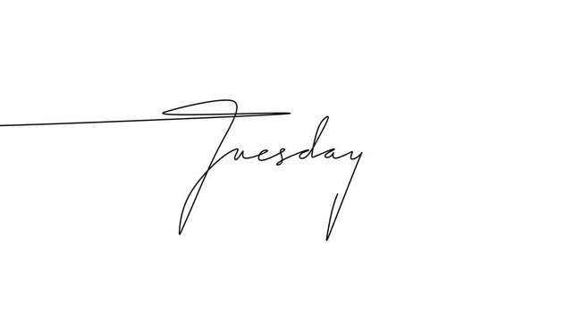 Tuesday Word Handwritten Animated Outline Sketch Weekday Calligraphy