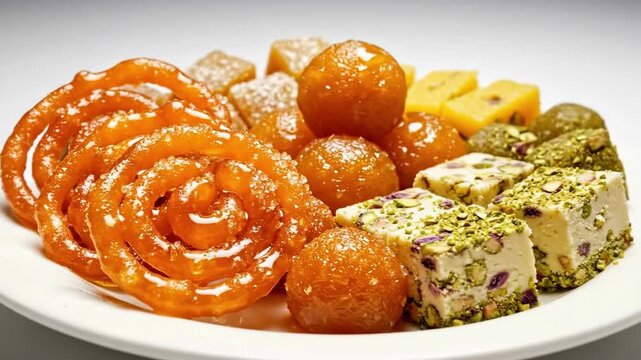 assortment of traditional indian sweets plate dessert