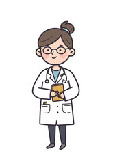 Fototapeta premium Cute Cartoon Doctor Woman with Stethoscope and Clipboard png clear alpha channel cutout isolated on transparent background