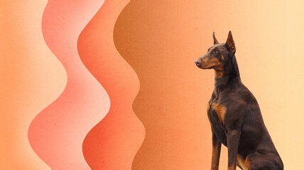 Happy young cute dog pet posing on background