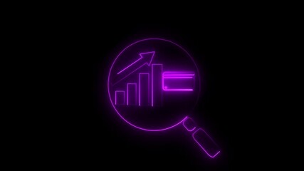 A magnifying glass highlights a credit card downward graph suggesting financial analysis or decline 4k animation and black bakground .. - Powered by Adobe