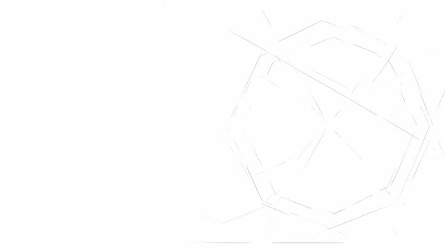 Abstract motion graphics of subtle intersecting white lines and geometric patterns continuously evolving and fading on a crisp white screen animation, space, technology