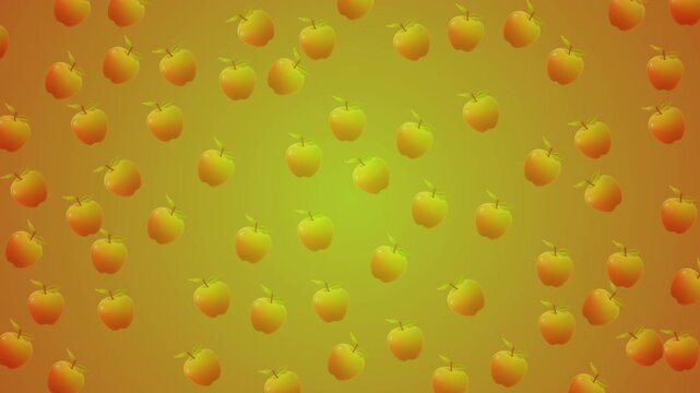 Animated background pattern. A festive and vibrant yellow pattern featuring small apple like shapes, perfect for celebrating Apple Day with a cheerful and fun design.