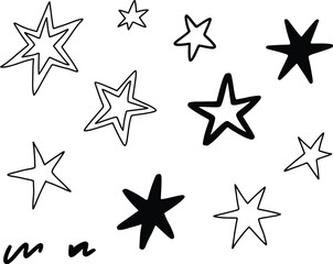 Hand drawn star shapes stars outline