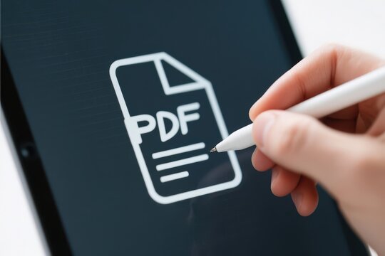 negotiation discussion agreement compromise business concept. Digital illustration of a PDF document being edited on a tablet.