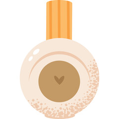 Illustration Of A Beige Round Perfume Bottle With A Light Brown Heart Shape Inside A Circle And Vertical Orange Lines On Top Against A Transparent Background Nautical Themed
