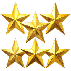 Obraz premium Six shiny gold stars arranged in two rows