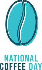 Bright teal coffee bean icon national coffee day celebration beverage energy drink vector