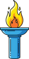 Bright flame ignites on modern blue torch symbolizing success inspiration victory and light vector