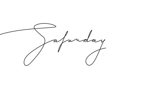 Saturday Word Self Drawing Single Line Animation Minimalist Weekend Typography