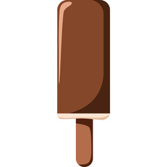 Chocolate Ice Cream Bar With A Wooden Stick On Transparent Background