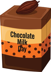 Delicious chocolate milk carton for national chocolate milk day celebration sweet beverage treat vector