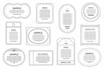 フレーム　シンプル　線　バリエーション　素材　セット 　イラスト　ベクター　タグ　パッケージ　ラベル