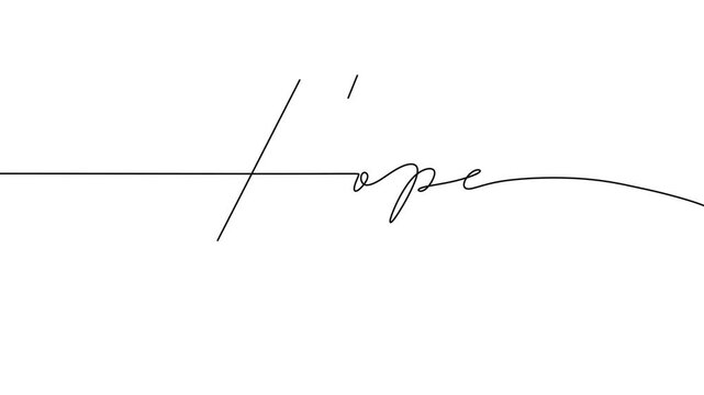 Hope Word Single Line Drawing Motion Graphic Optimism and Belief Concept