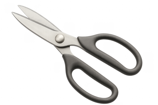 Stainless steel scissors with black handles cutting tool