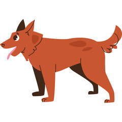 Illustration Of A Friendly Brown Dog Standing With Its Tongue Out In A Playful Pose On A White Background With Some Speckles On Its Fur