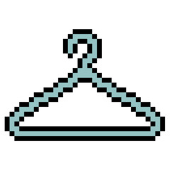 Pixel clothes hanger vector. Ideal for laundry, fashion, and wardrobe themes. This digital graphic is perfect for game, retro game, or 8 bit design projects and assets.