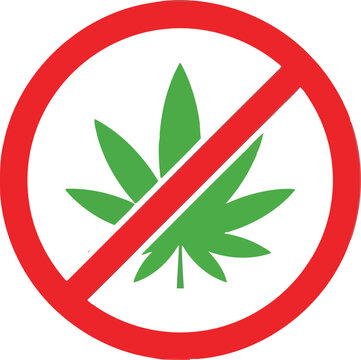 Prohibited marijuana symbol isolated on white no cannabis sign illegal drug warning icon vector