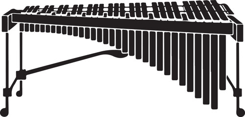 black silhouette of marimba on white background, vector