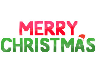 MERRY CHRISTMAS・赤・緑の文字とサンタの帽子