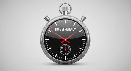 Stopwatch with the words time efficiency on the dial, , symbolizing effective time management, productivity, and optimized performance in business and personal endeavors