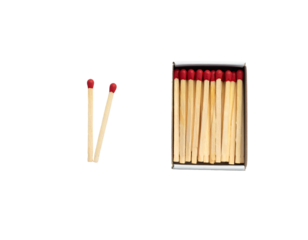 Matches are aligned with the matchbox which is filled with wooden matches on a dark background