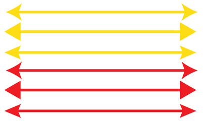 Obraz premium Dual sided long arrow set. Horizontal long straight arrows collection. Double side long arrow symbol. Two sided long arrow