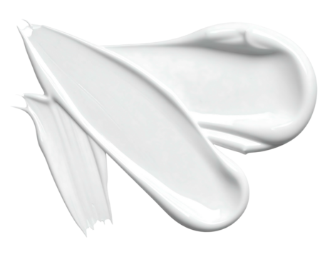 Swirls of thick white cream paint form a layered textured abstract shape on a dark background, casting shadows