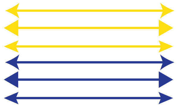 Dual sided long arrow set. Horizontal long straight arrows collection. Double side long arrow symbol. Two sided long arrow