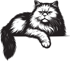 persian-cat-lying-paw-over-edge-vector.eps