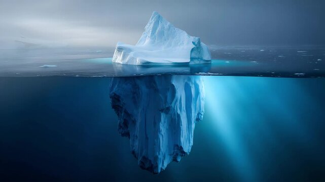 A majestic iceberg floating in the ocean for the concept of climate change.