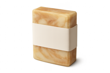 Handmade soap bar with blank label on transparent background