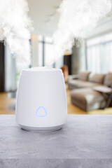 Air Humidifier in Cozy Living Room with Soft Background