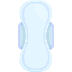 Light Blue Absorbent Sanitary Pad with Wings on White Background with Soft Shadow