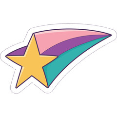 Obraz premium Stylized Star Trail With Pink Purple And Teal Colors Against A Transparent Background