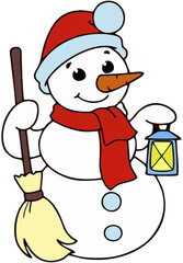 Cutee Snowman in Santa Hat an...