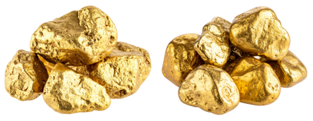 Set of Shiny Gold Nugget Cluster