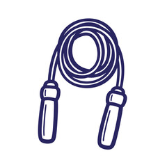 Naklejka premium Hand drawn doodle out line illustration of a navy blue jump rope for fitness and exercise