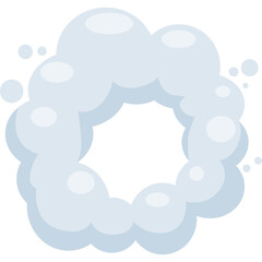 Light Blue Cartoonish Smoke Ring With Small Bubbles Floating Around On A Transparent Background
