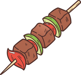 Delicious Grilled Meat Skewer with Vegetables a Mouthwatering Barbecue Treat Ready for Summer Gatherings and Outdoor Cooking Adventures
