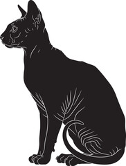 Elegant sphynx cat silhouette sitting proudly elegant feline form black cat profile majestic domestic animal art