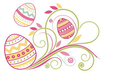 Colorful Easter Eggs with Swirls and Decorative Elements for Holiday Greetings and Spring Celebrations