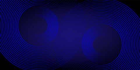 Blue and black gradient vector background, featuring subtle circular line patterns. Blue and black vector background with digital modern texture. Minimal vector background in blue and black color.