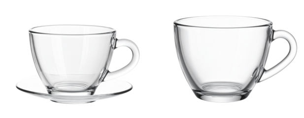 Set of Transparent Glass Cup with Realistic Light Reflection