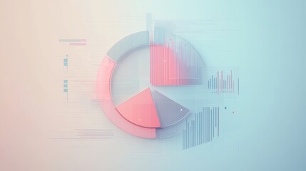 42.Abstract data visualization with a segmented semi-pie chart in pastel tones, arranged in a professional, clean layout for startup presentations.