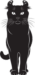 Sleek black cat silhouette standing proudly with distinctive curled ears and piercing eyes capturing a feline's elegance