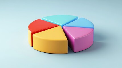 39.Semicircular Pie Chart with 5 Colorful Sectors for Business Infographics