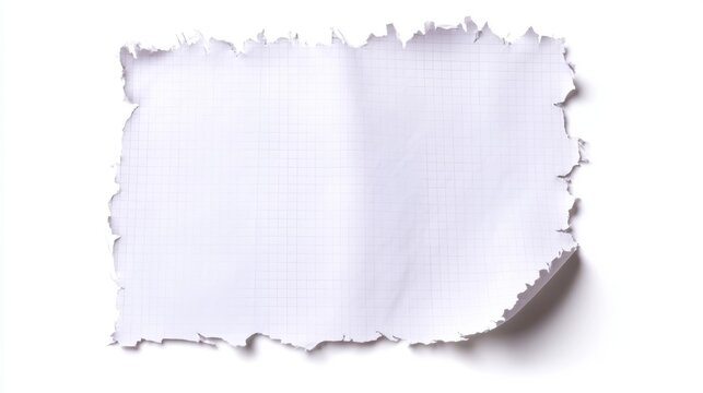 31.A neatly torn loose-leaf notebook sheet with perforated edges, blank and isolated on a white background, ideal for educational and office-themed visuals.