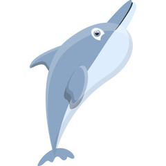 Fototapeta premium Light Blue Dolphin Leaping Gracefully With A White Background In A Cartoon Style